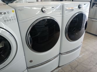 Whirlpool front load washer and dryer set on pedestals - Free delivery