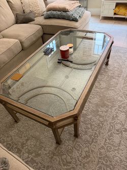 Large Vintage/Traditional Glass-Top Coffee Table – 66" × 36" – $200 OBO