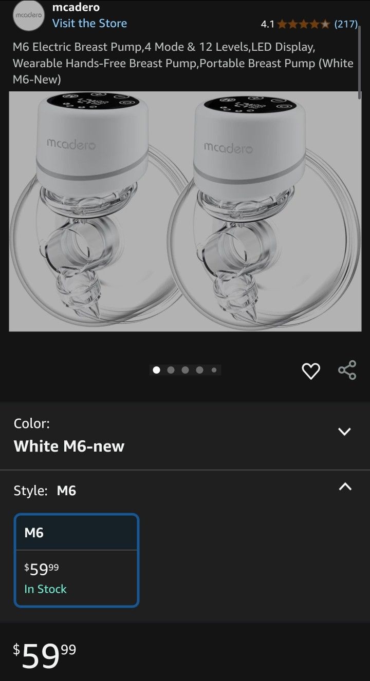M6 Mcadero PORTABLE electric Breast Pump