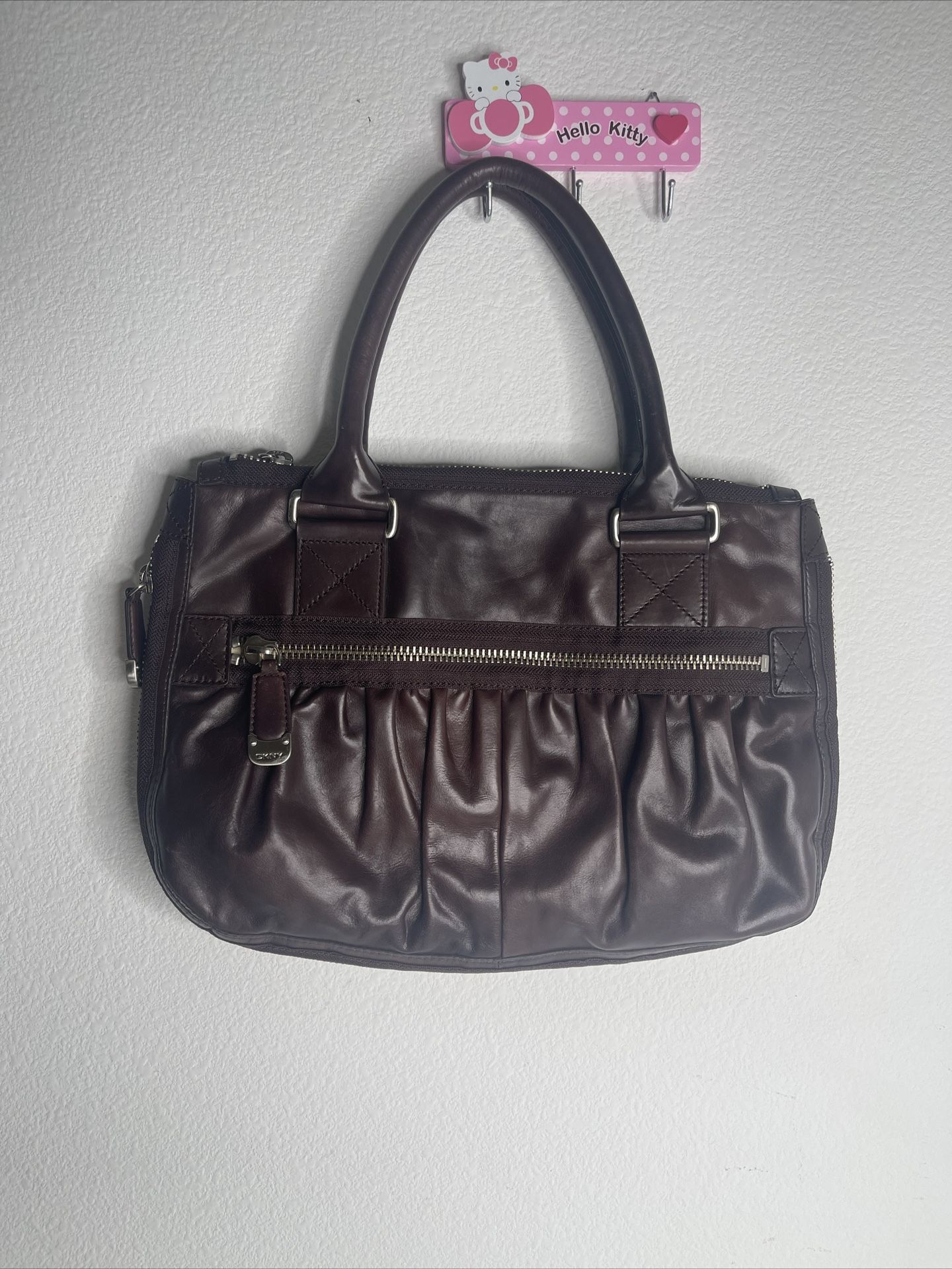 DKNY Leather Pleated Bag brown