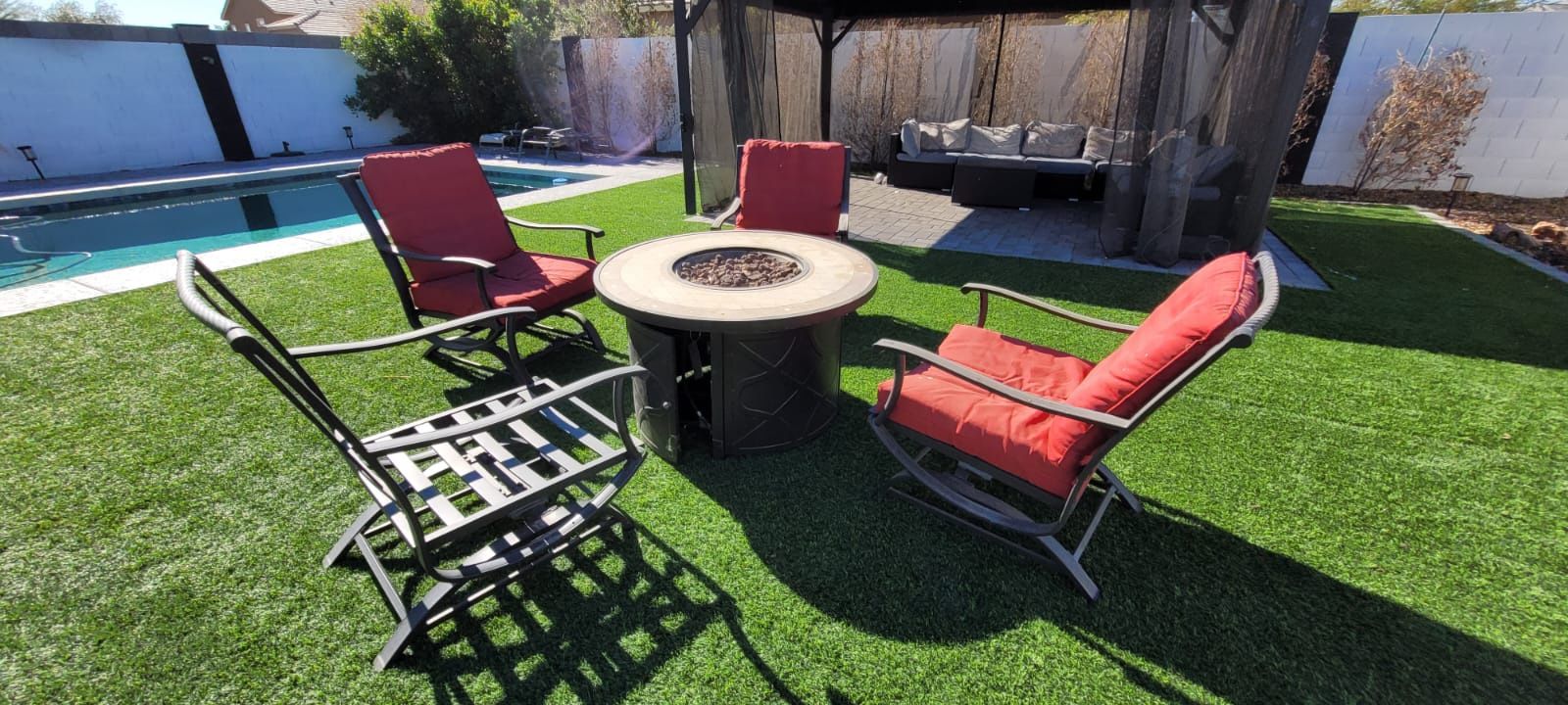 5pc Metal Patio Set With Fire pit