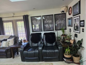 Black Leather Extra Tall Theater Chair with Recliners