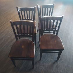 4 Solid Wood Restaurant Style Chairs