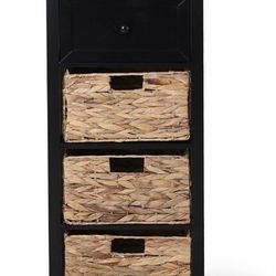 
New Decorative Storage Cabinet with Removable Water Hyacinth Woven Baskets for Living Room