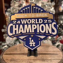 Dodgers Commemorative Back 2 Back WS Championship Sign 13.5” X 13.2”