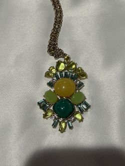 Women Fashion Glass Jeweled Green Yellow Rhinestones Necklace, $23 (great For Mothers Day Gift)