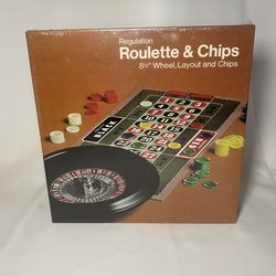 Vtg E.S. Lowe Milton Bradley Co Roulette & Chips Game 8 1/2” Wheel Layout NIP