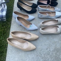 8 pairs of shoes + free bag, Sizes 8-8 1/2 and 9 all