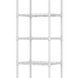 5-Wire Shelving Metal Storage Rack Adjustable Shelves,Standing Storage Shelf Units for Laundry Bathroom Kitchen Pantry Closet(White,11.8" D x 16.6" W 