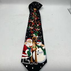 Christmas Tie by Hallmark Yuletide Santa w/ Snowman & Reindeer