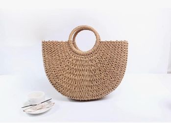Straw Bag Womens Handbag Handwoven Straw Beach Tote Bag Vacation Summer Beach bag Straw Purse