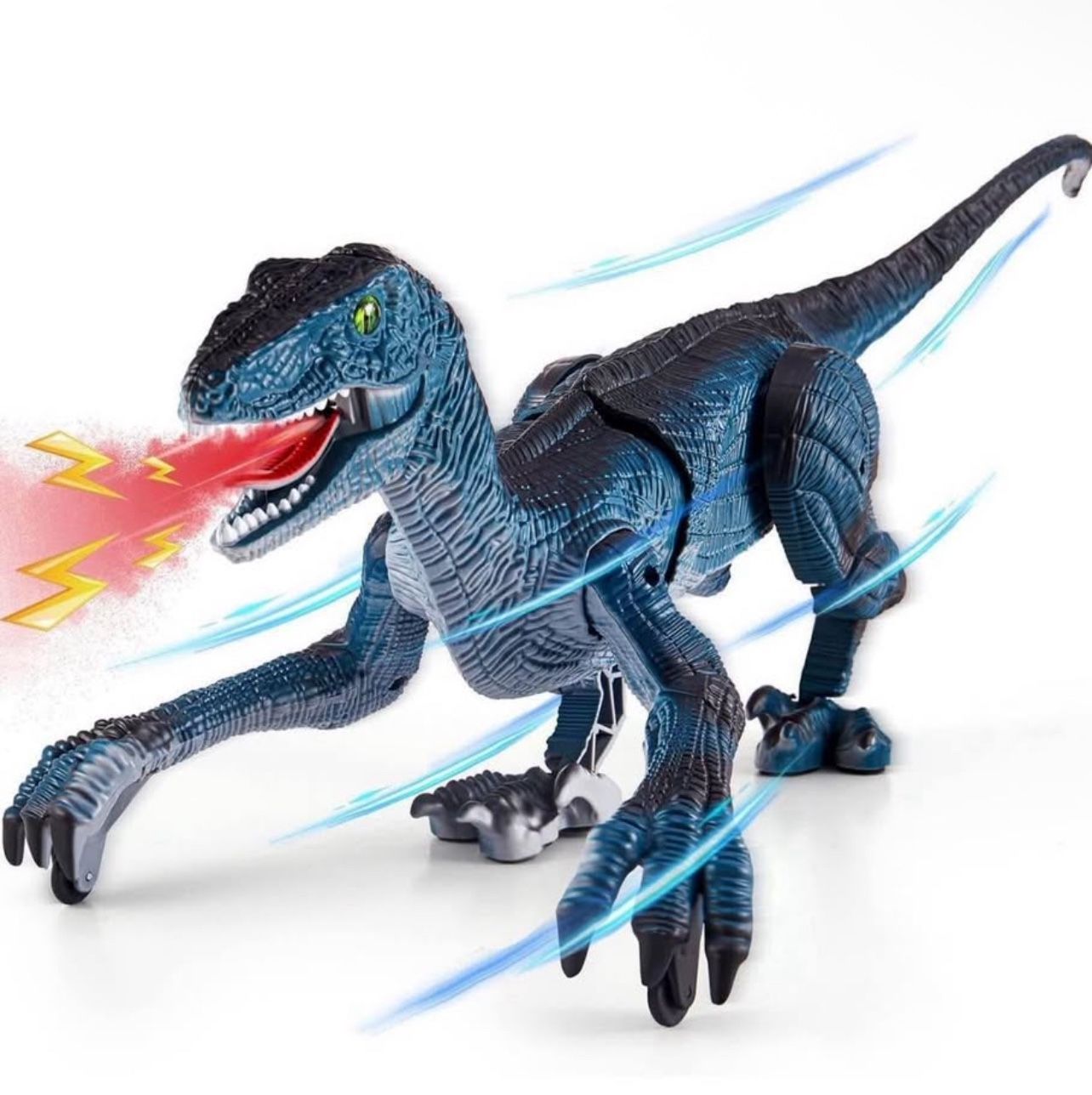 Brandnew Remote Control Dinosaur Toys for Kids, Dinosaur Toys for Boys Big Walking Velociraptor Dino with Light Sound and Spray Stream Birthday Gift I