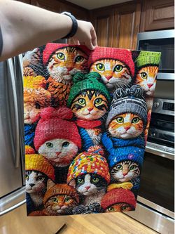 Cat puzzle on sticker board ready to be hung or framed