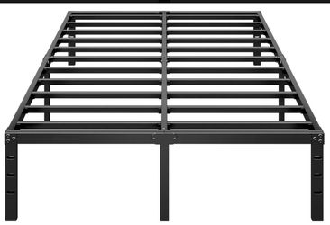 Full Size Black Metal Platform Bed Frame with Slats