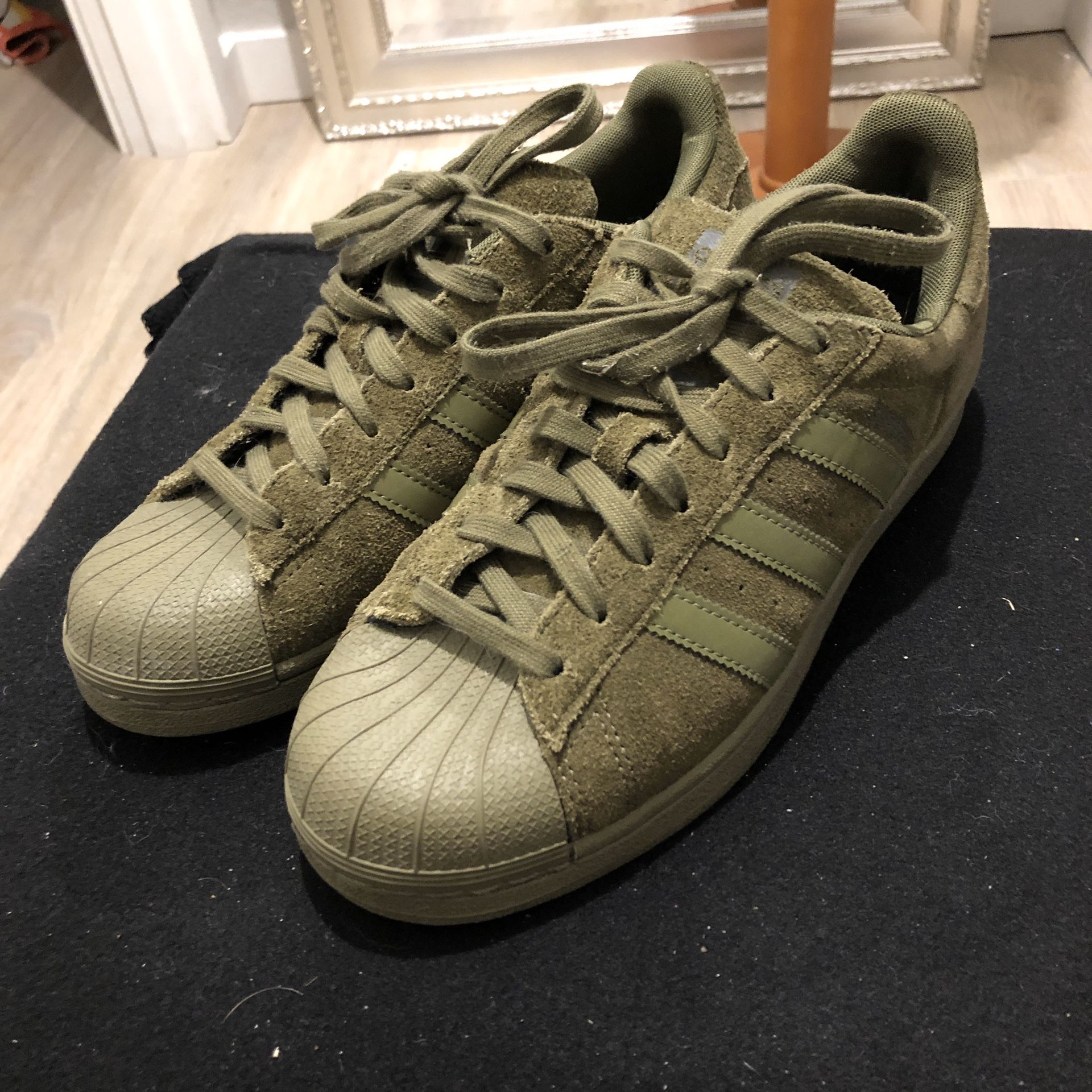 🔥CAMO GREEN ALL SUEDE ADIDAS SUPERSTAR SHELL TOES🔥
