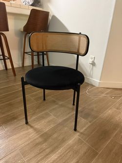 Modern Rattan Back black Dining Chairs set of 4