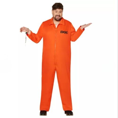 Spirit Halloween Costume Department Of Corrections Orange Jumpsuit Men's XXL