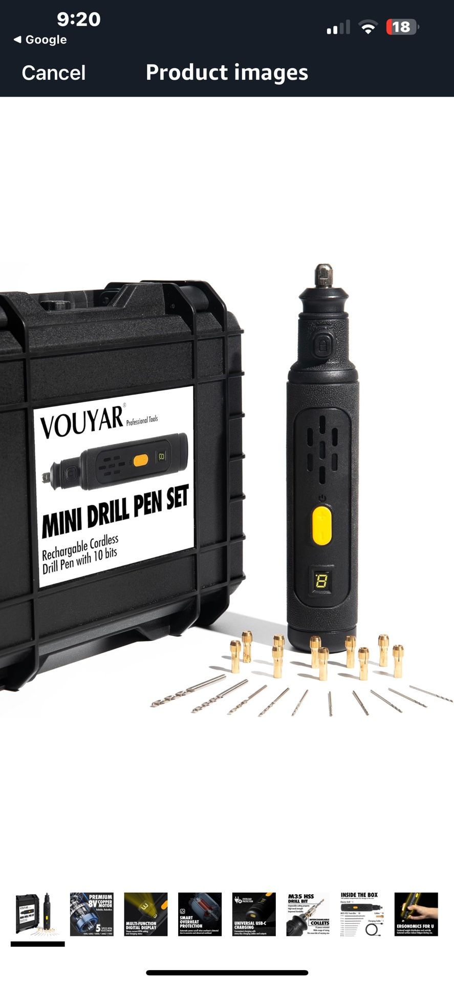 5-Speed Cordless Mini Drill Pen With 10 Small Drill Bits,8V Rotary Tool,Rechargeable Electric Hand Drill Pin Vise,Micro Resin Drill Set For Jewelry Ma