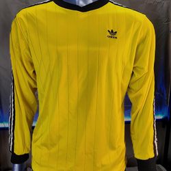 Adidas Soccer Jersey Mens Medium Yellow Vintage Trefoil