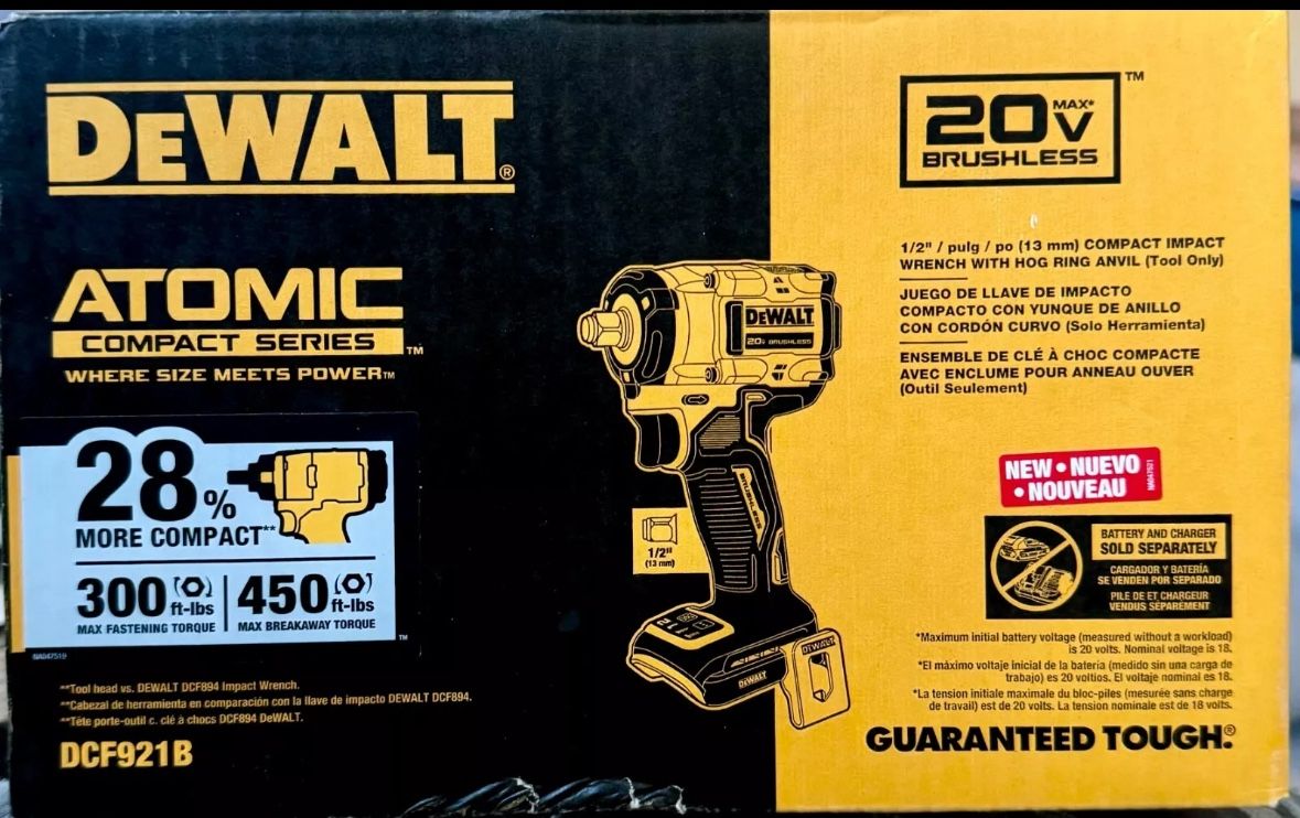 NEW! DeWalt DCF921B 20V 1/2" ATOMIC Brushless Impact Wrench