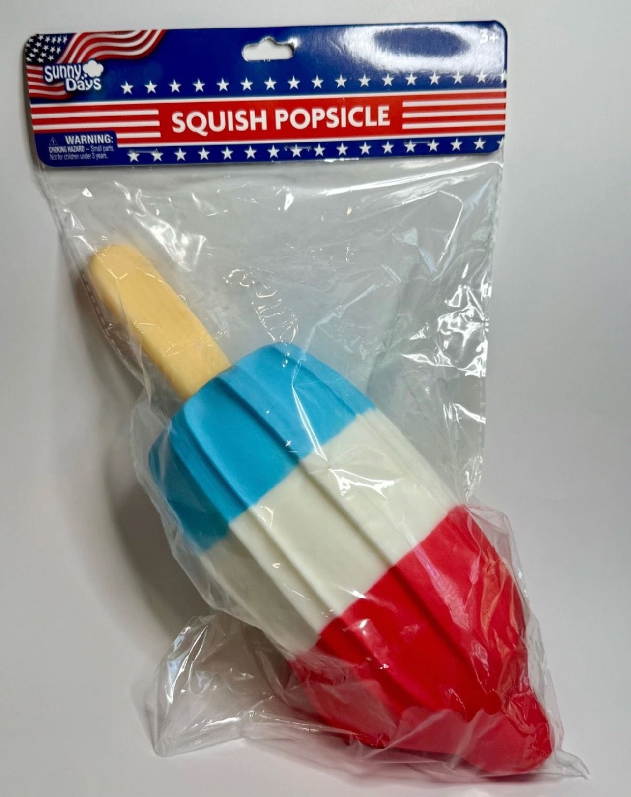 Sunny Days Jumbo Squishy🔴⚪️🔵Rocket Bomb Pop Popsicle Toy Red White Blue RARE🔥