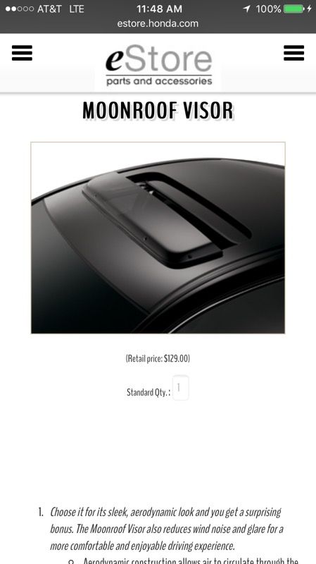 2014 Accord moon roof visor
