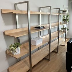 Room And Board Metal Wood Two Bookshelf Display Case Bookshelves Room & Board Shelving Unit Storage Cabinet 