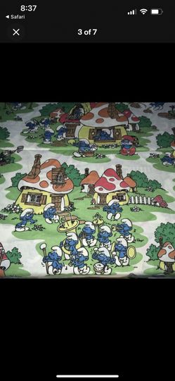 1970 Vintage Twin Sheet Set  Smurfs 