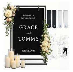Wedding Welcome Sign Stand with Holder - Elegant Metal Easel Display for Seating Chart