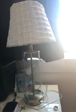 2 Clear glass table lamps with USB port and shade included