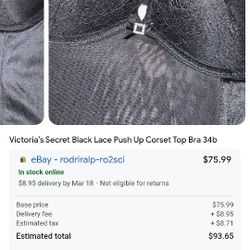 Victoria's Secret Push Up Bra Corset 34 B