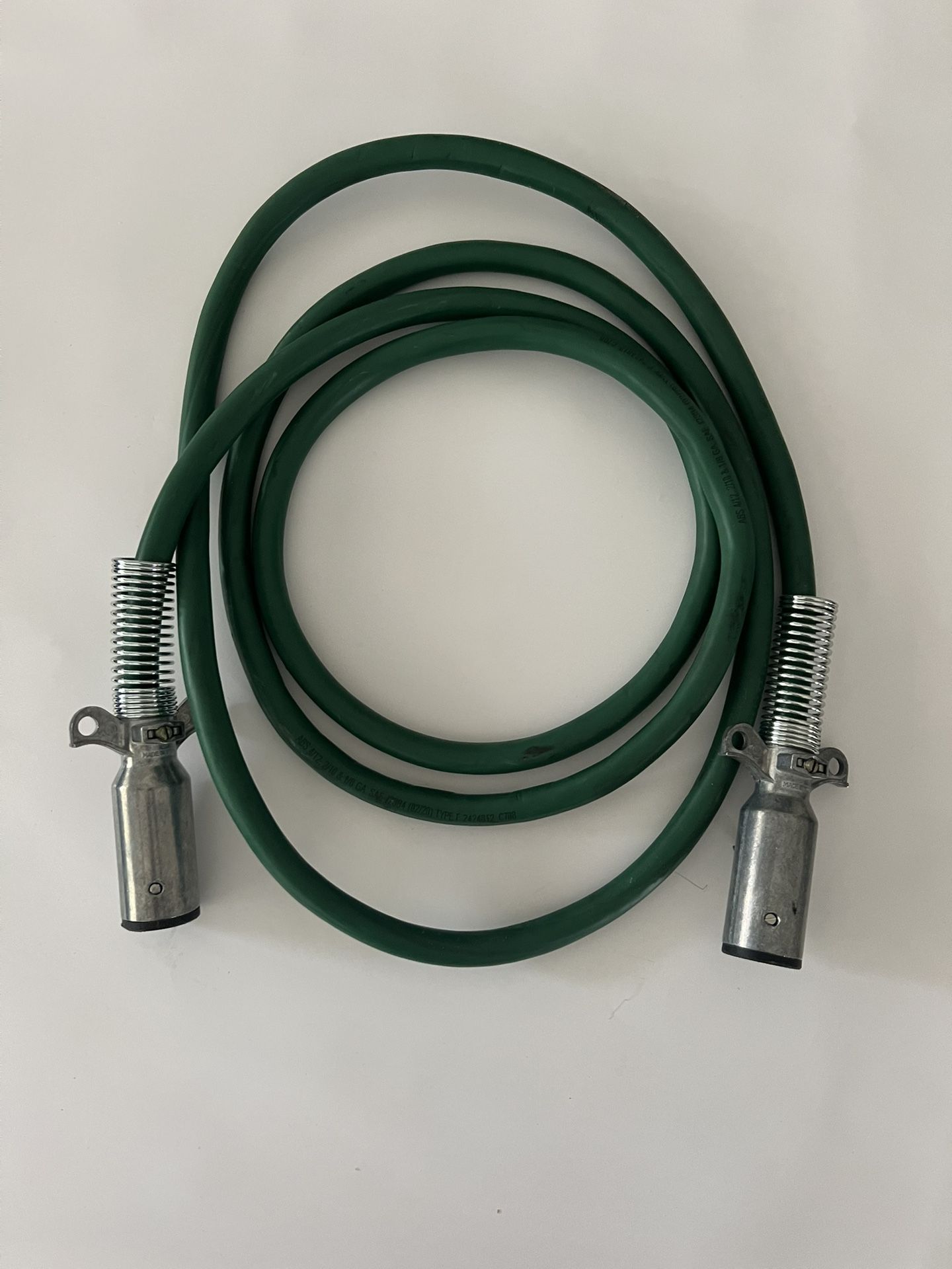 12 FT - 7 Way Plug, ABS Straight Cable Assembly, Green, 4/12, 2/10, 1/8 Gauge Cable, Made in USA