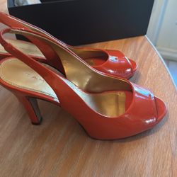 Tahari Orange Leather High Heel Shoes