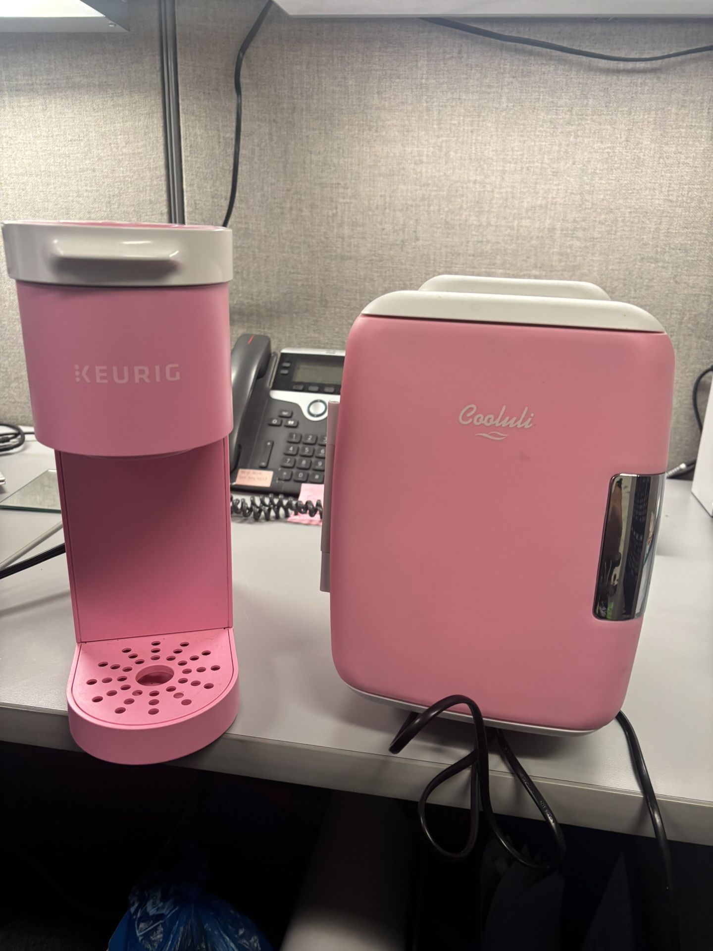 Pink Keurig And Mini Fridge