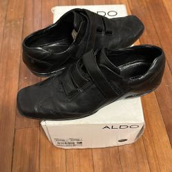 aldo black leather casual velcro size 11