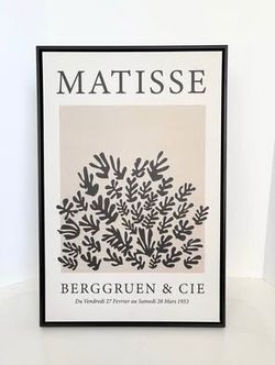16"x24" Black & White Matisse Print on Canvas in Faux Wood Floating Frame