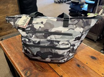 Kipling Isaac Cool Camo Gray Tote Bag