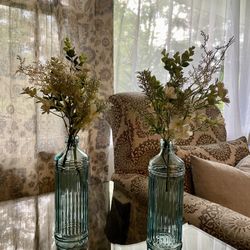Two Artificial Flowers With Base