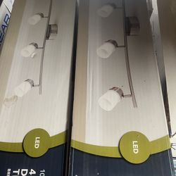 3 ft. Brushed Nickel Integrated LED Ceiling Mounted Hardwired Track Lighting Kit with 4-Fixed Step Heads