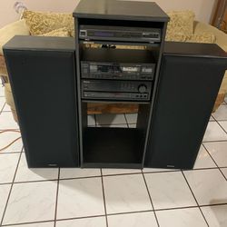 Pioneer Receiver and cassette deck , Panasonic CD player with Rack and Technics speakers in good conditions.. Everything works