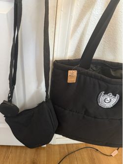 Pink puffer tote bag & pink adjustable bag