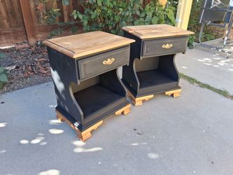 Pair of Solid Wood Two-Tone Nightstands - Delivery Available