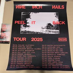 NINE INCH NAILS 2025 Peel It Back Tour Double Sided Record Store Promo Poster + Souvenir Ticket