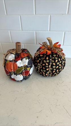 Two homemade pumpkins