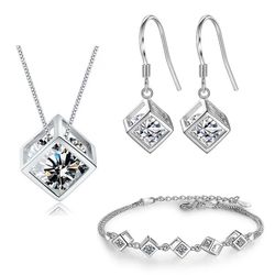 Luxurious 925 Sterling Silver Set Simple Geometric