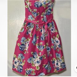Forever 21 Pink Floral Strapless Fit & Flare Mini Dress - Size Small