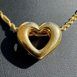 Jewelry 14k hollow yellow gold heart Puffed Pendant charm