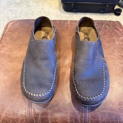 Olukai Akahai Dark Leather Slip-On Shoes Men US 10