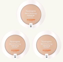 3 Pieces Of Neutrogena SkinClearing Mineral Acne-Concealing Pressed Powder Compact, Shine-Free & Oil-Absorbing Makeup with Salicylic Acid to Cover,