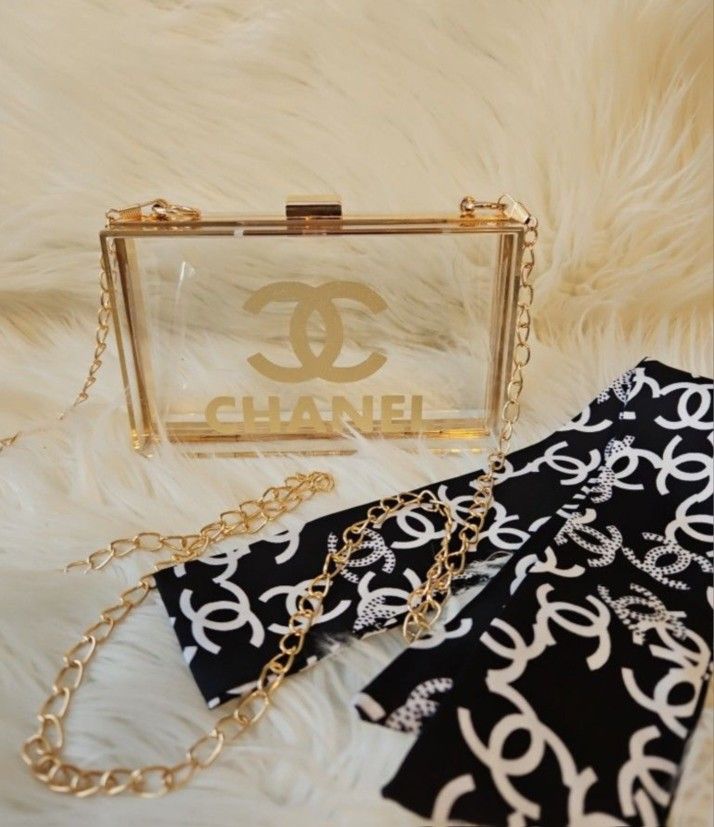 Acrylic Box Bag Clutch Bag With Gold Chain